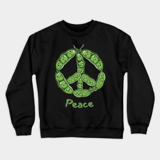 Green PEAS in a Pod (Peace) Symbol Crewneck Sweatshirt